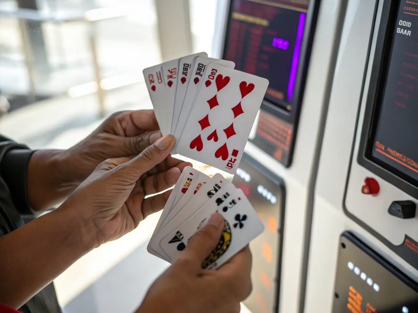 A dynamic image showcasing a video poker game with a sleek interface and clear card visuals. The image should highlight the strategic elements of the game and the potential for skilled players to win.